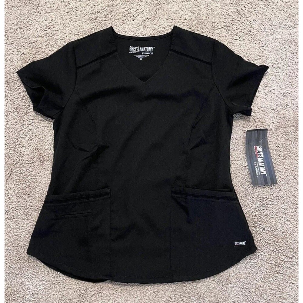 Grey’s Anatomy V-Neck Scrub Top Black GRT122 Women's Size Medium NWT